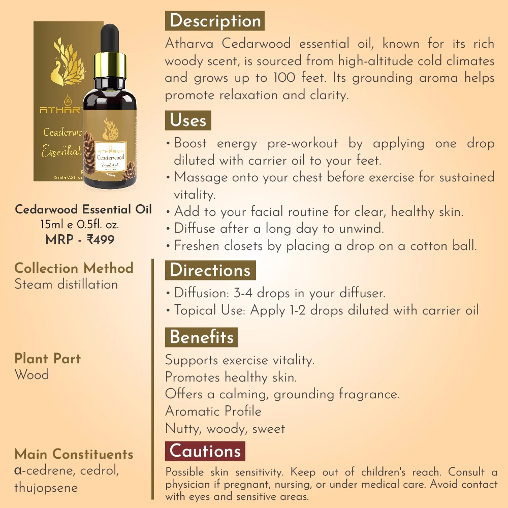 RBV B2B Atharva Ceaderwood Essential Oil (15ml)-12 Pcs.